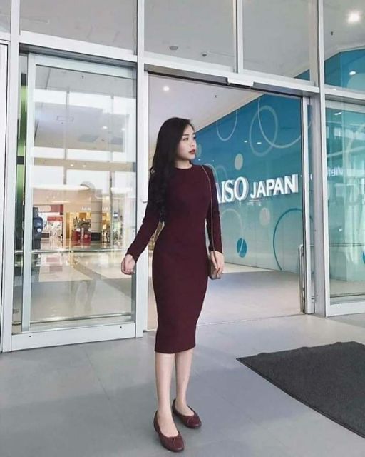 Đầm thun gân body tay dài, chất lượng đảm bảo an toàn đến sức khỏe người sử dụng, cam kết hàng đúng mô tả