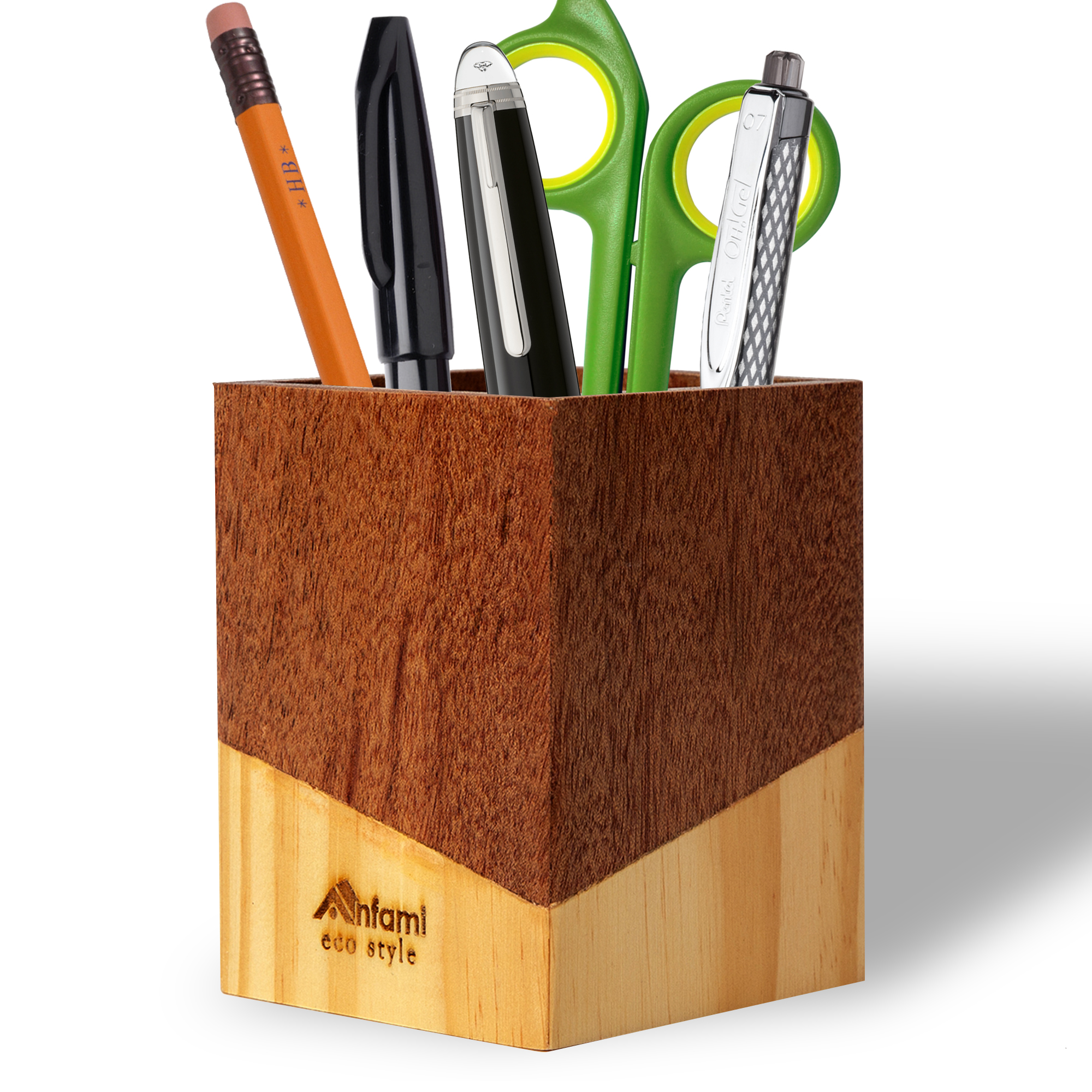 Ống cắm bút cao cấp Anfami (APH02), hộp đựng bút bằng gỗ để bàn làm việc thân thiện môi trường