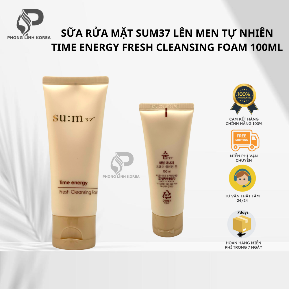 Sữa rửa mặt SUM37 lên men tự nhiên Time Energy Fresh Cleansing Foam 100ml