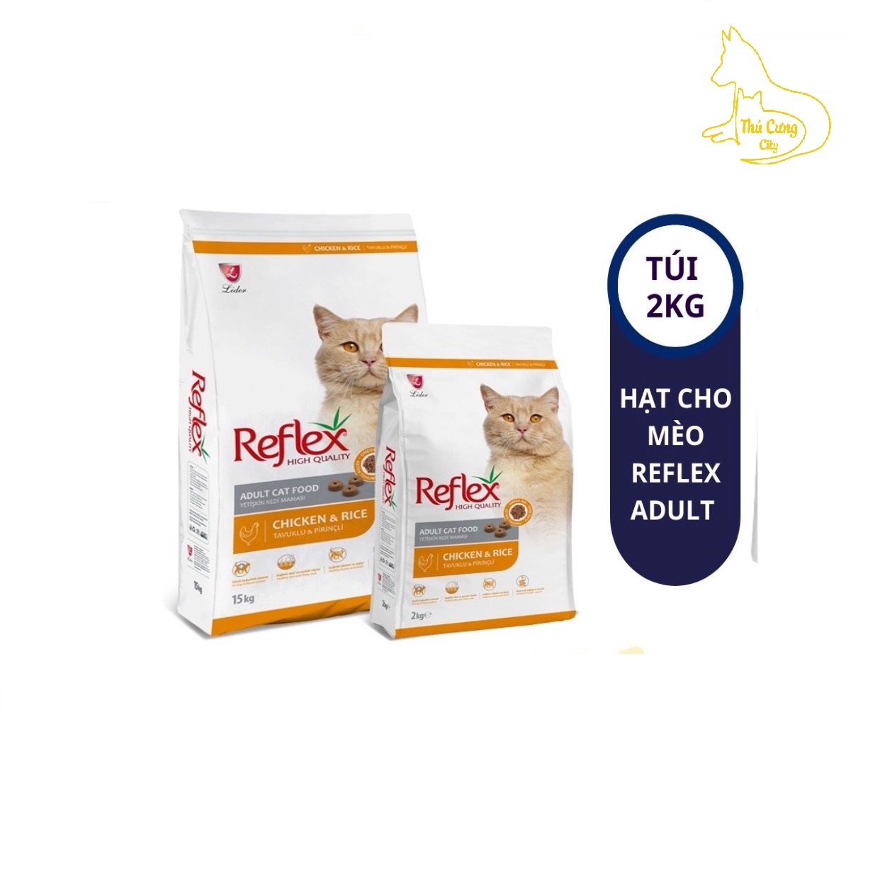 [ hạt mèo ] Thức Ăn cho Mèo Hạt Reflex  vị Gà và Gạo  Cho Mèo Lớn và Mèo Con