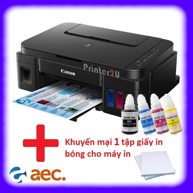 [Trả góp 0%]Máy in phun màu đa năng Canon Pixma G2010 sử dụng mực hãng ( máy đã bao gồm 4 bình mực hãng GL-790 ) + Khuyến mại 1 tập giấy in ảnh