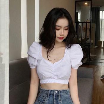 Áo croptop tay phồng sexi gợi cảm