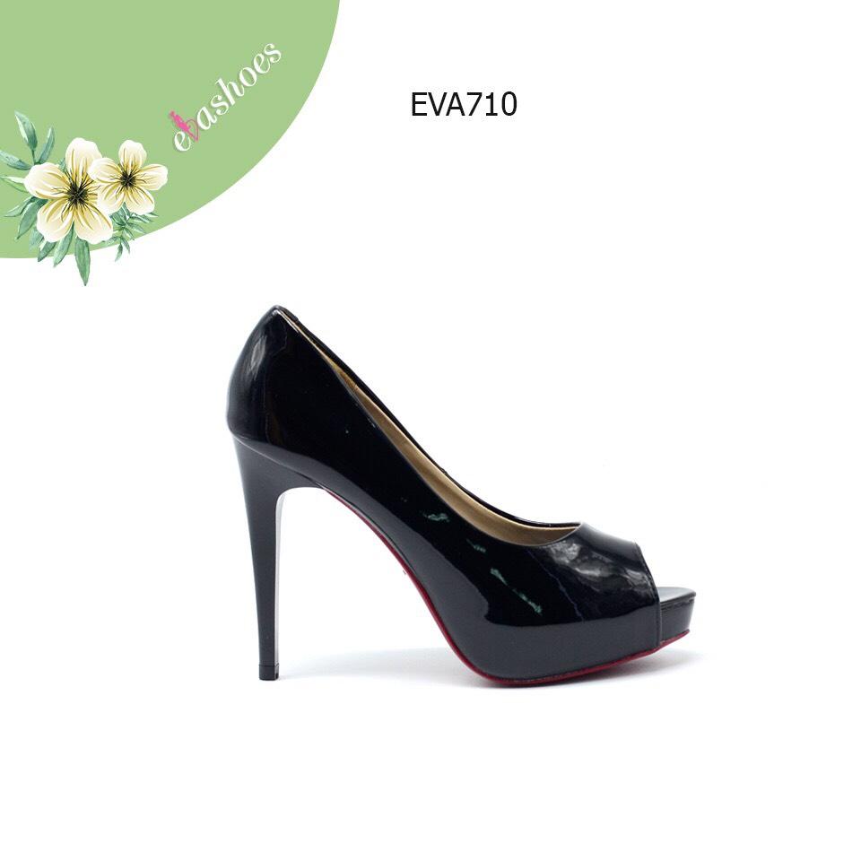 Giày cao gót hở mũi đế đúp da bóng 12cm evashoes - eva710