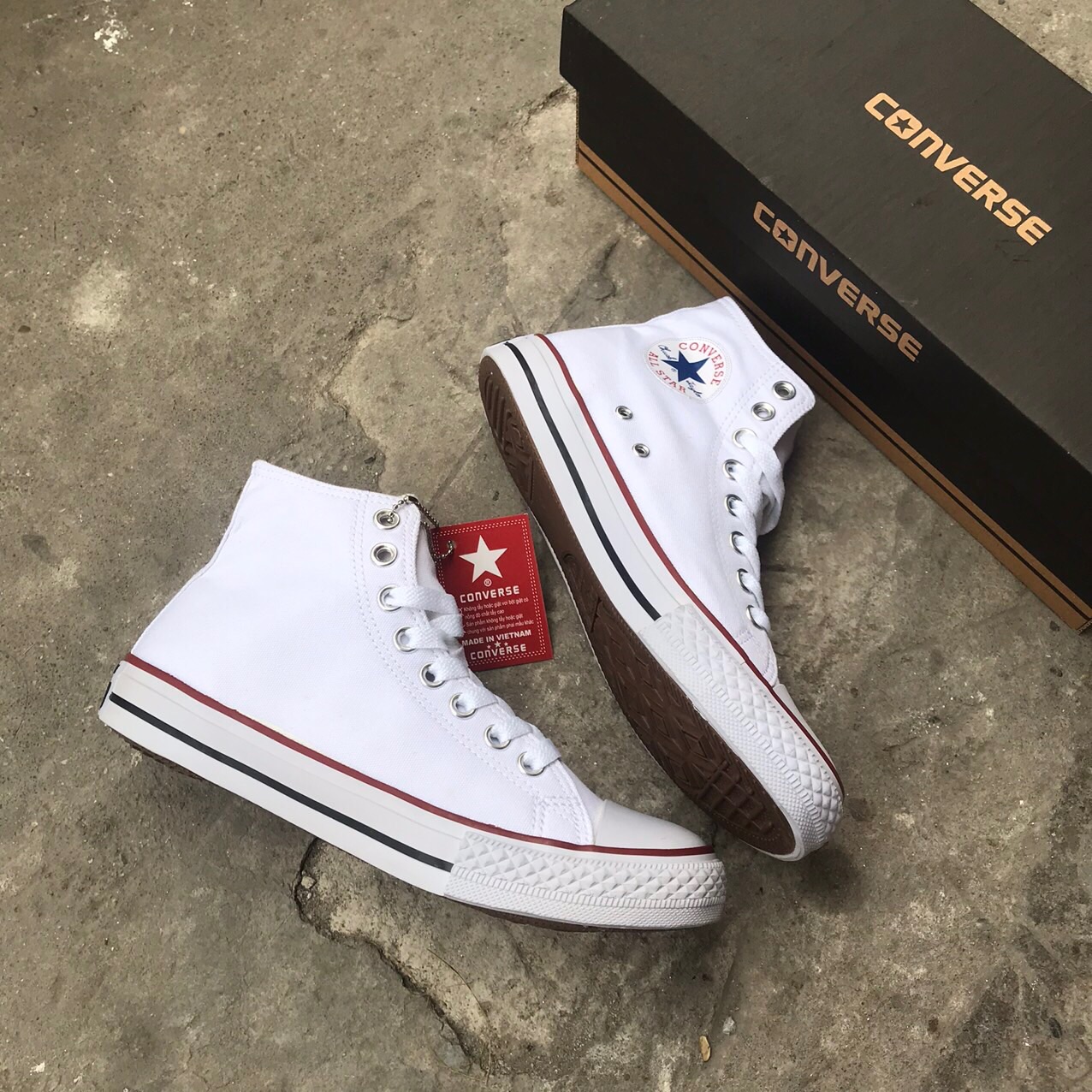 Giày converse classic trắng cao cổ