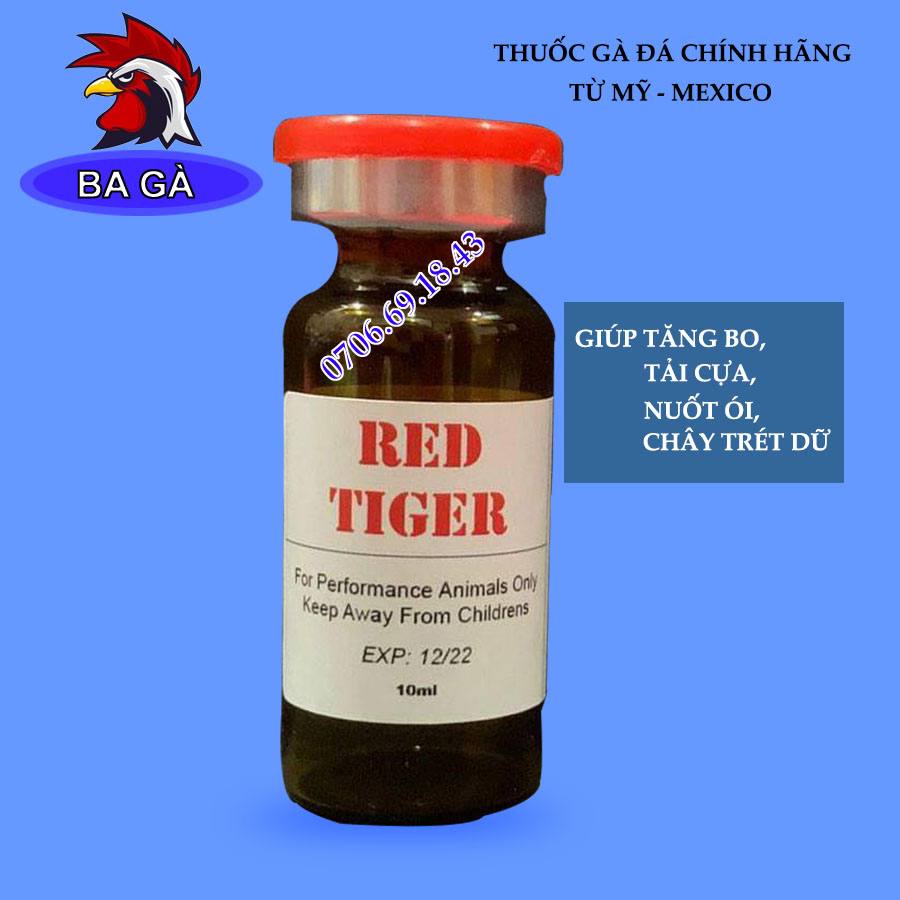 Thuốc gà đá RED TIGER Giúp gà tăng bo, tải cựa nuốt ói - Loại chích