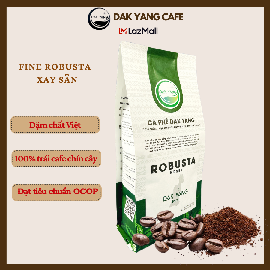 Cafe Fine Robusta dạng bột 100% cà phê chín đỏ đặc sản - Fine 500g ĐẮK