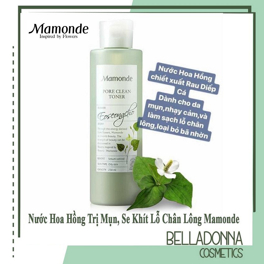 ✅ Chính hãng Nước hoa hồng cho da dầu mụn Mamonde Pore clean toner 250ml