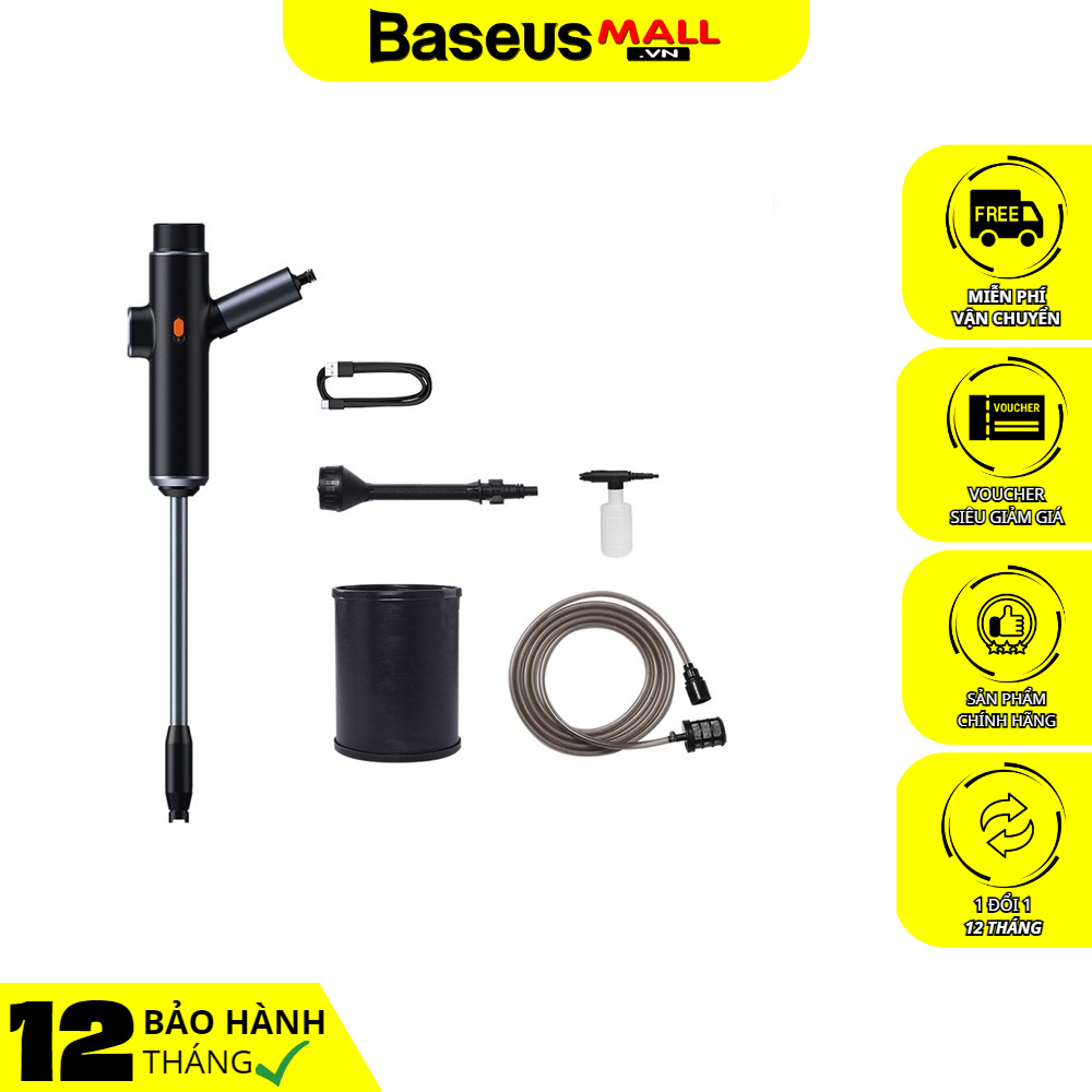 Máy phun tăng áp rửa xe ô tô sử dụng pin sạc Baseus Dual Power