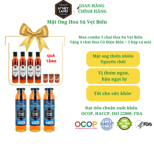 Combo mật ong rừng Sú Vẹt Biển Honeyland tổng 2930gram mật ong nguyên chất