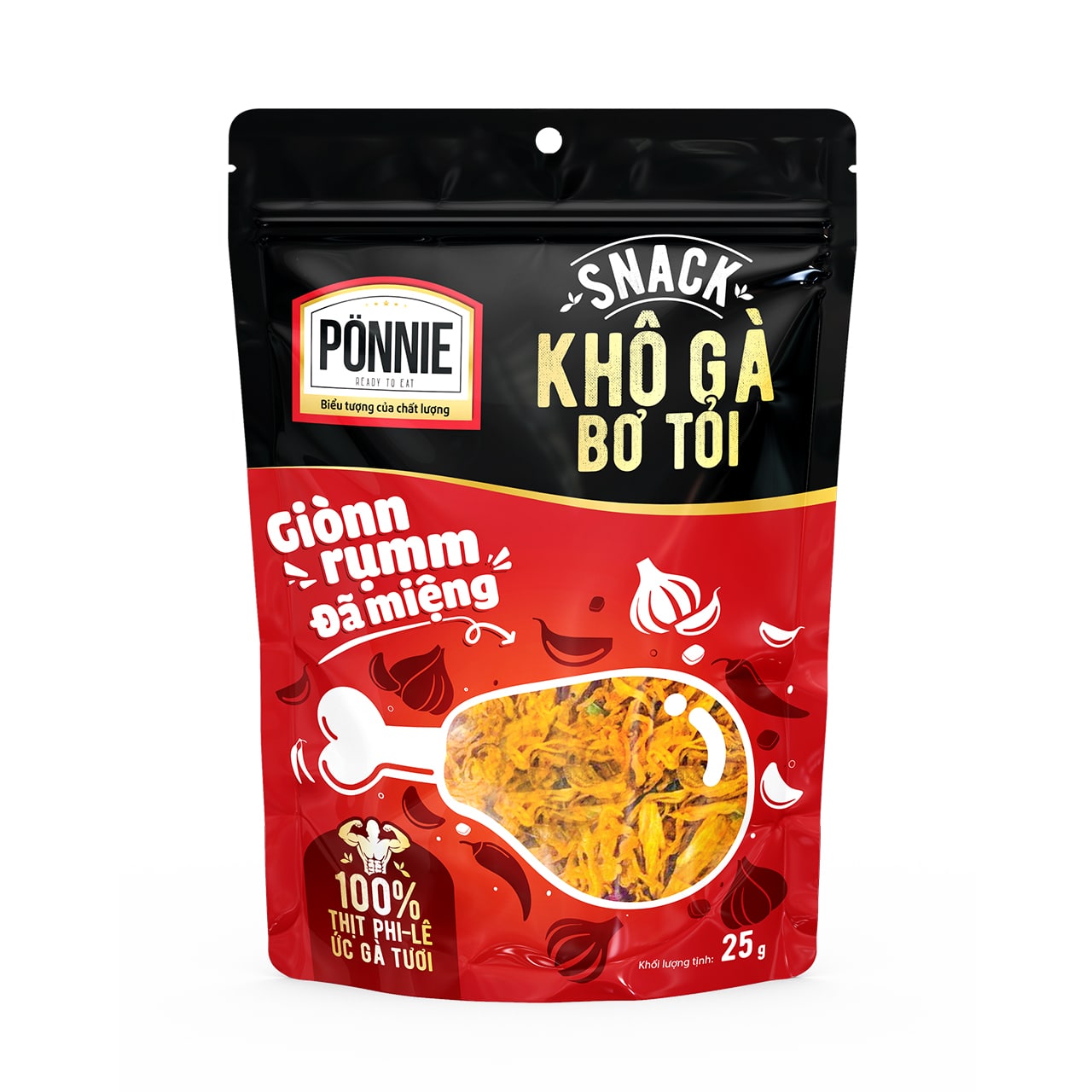 Snack Khô Gà bơ tỏi gói 25g giòn rụm