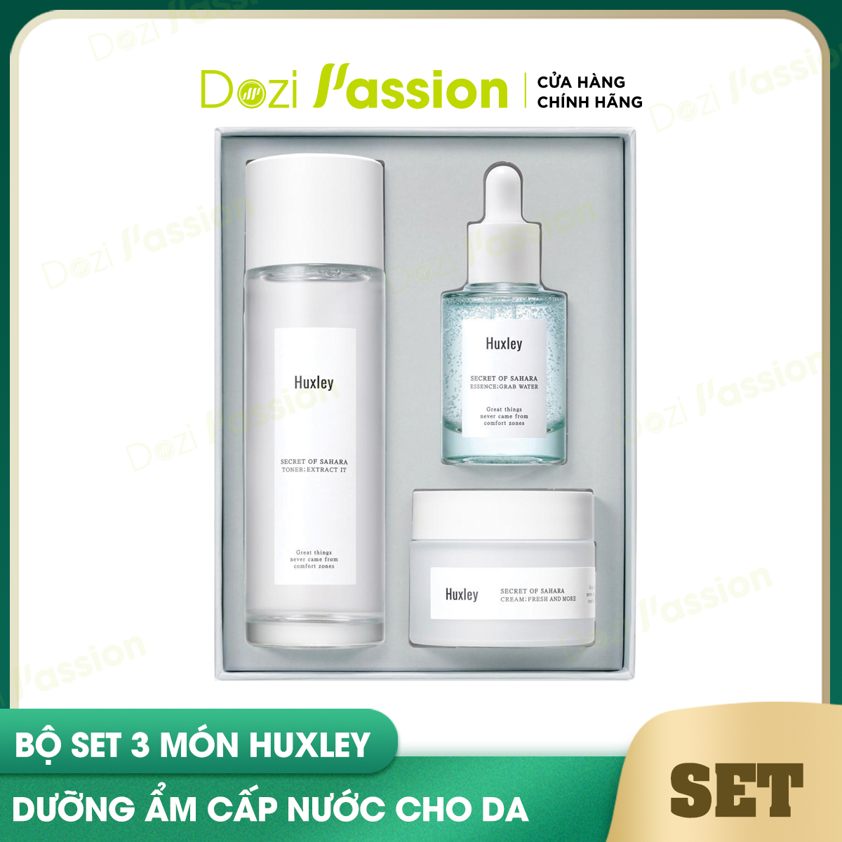Bộ Dưỡng Da Huxley Dưỡng Da, Cấp Ẩm - Kem Dưỡng Huxley, Toner Huxley, Serum Huxley