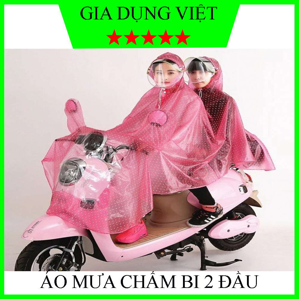 Áo mưa cánh dơi 2 đầu chấm bi giúp bạn đi trời mưa ban đêm an toàn