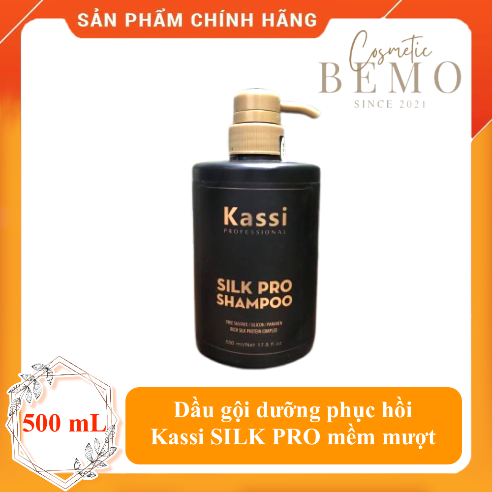Dầu gội dưỡng phục hồi Kassi SILK PRO 500ml siêu thơm mềm mượt phục hồi giữ màu tóc