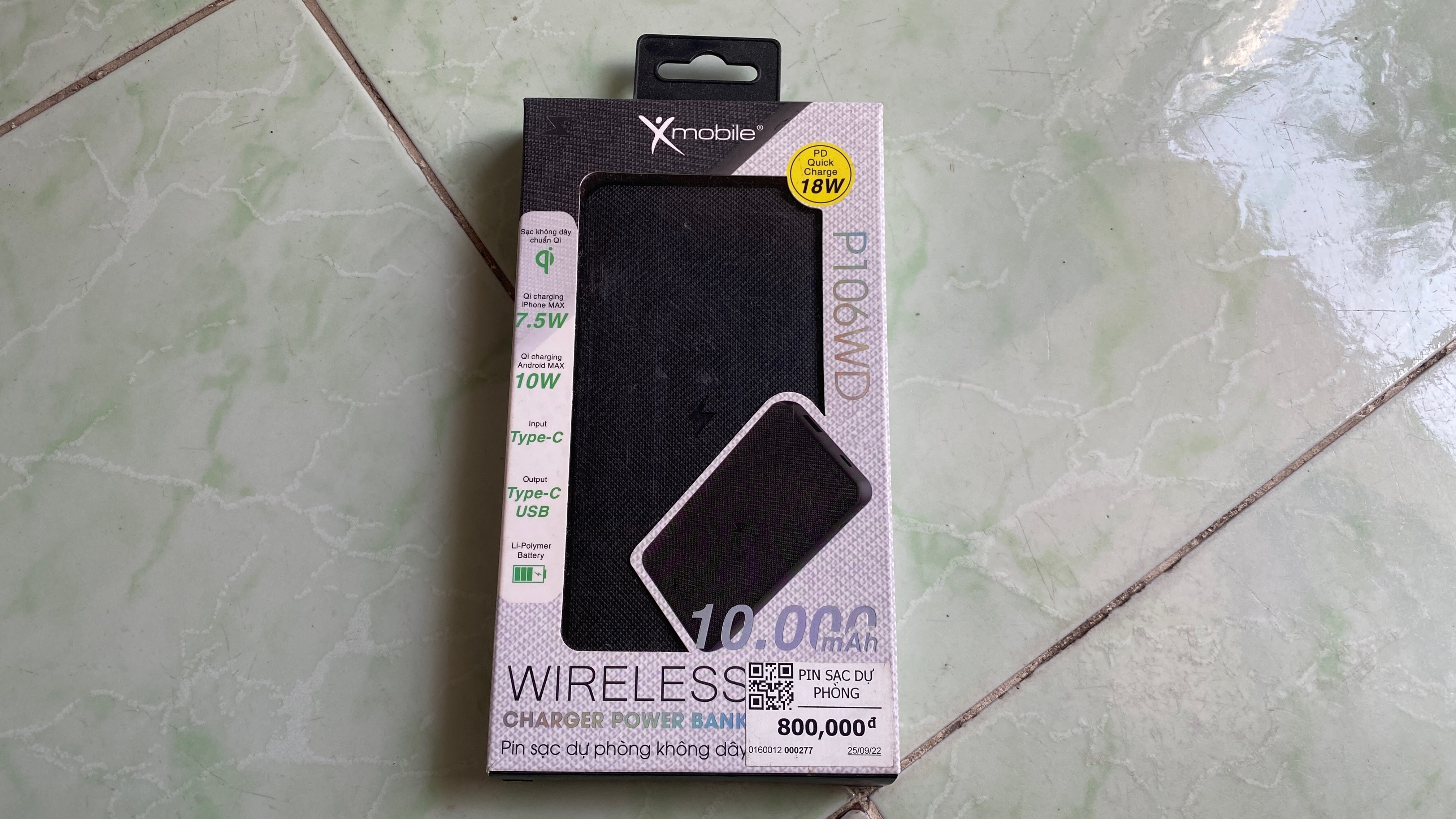 Pin sạc dự phòng Xmobile P106WD sạc không dây 10W, sạc nhanh 18W.