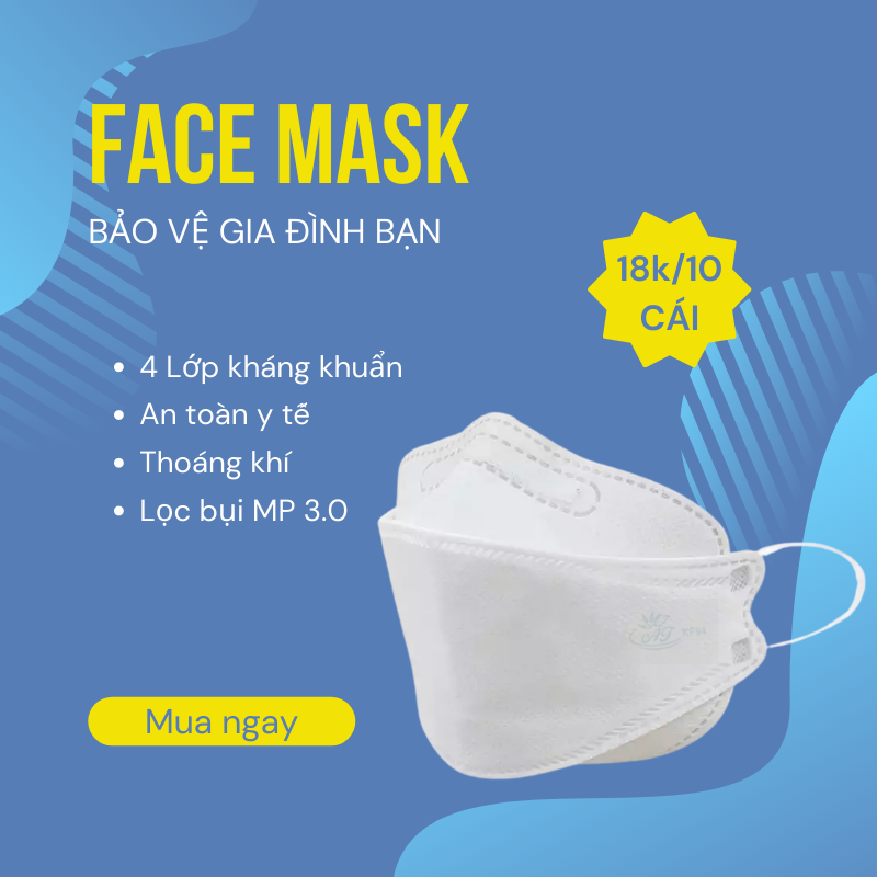 Túi 10 chiếc Khẩu trang 4 lớp kháng khuẩn An Tâm Mask KF94 4D Facemask hight quality