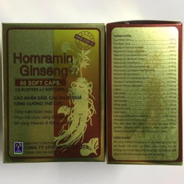 [HCM]HOMRAMIN GINSENG NHÂM SÂM - TĂNG CƯỜNG THỂ LỰC HỘP 60 VIÊN