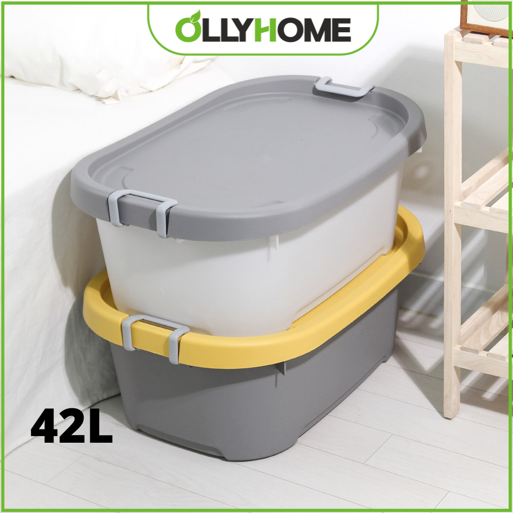 Thùng đựng đồ 42L có nắp đậy Ollyhome nhựa cao cấp phong cách hiện đại - Thùng nhựa đựng đồ đa năng Clothes storage