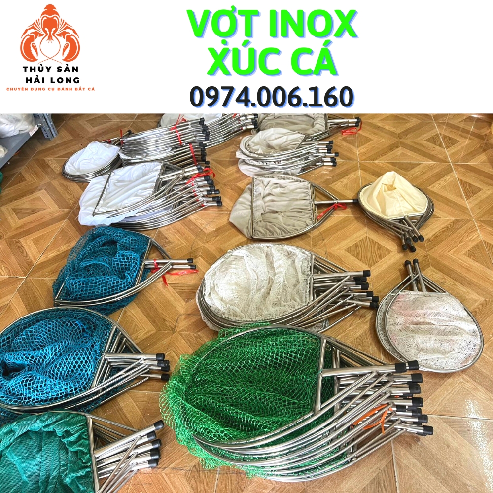 Vợt inox xúc cá bột, cá thịt có từ mắt to đến mắt nhỏ, gia công chắc chắn BH 3 năm