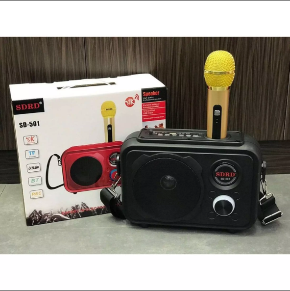 Micro karaoke bluetooth sd - 501, loa bluetooth cao cấp kèm micro,loa karaoke xách tay kèm micro sdrd sd-501