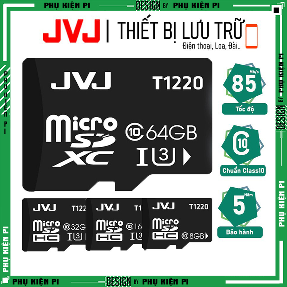 Thẻ nhớ 128Gb/64Gb/32Gb/16Gb JVJ Pro U3 Class 10–chuyên dụng cho CAMERA, Điện thoại, Máy ảnh,... tốc độ cao 95Mb-140Mb/s