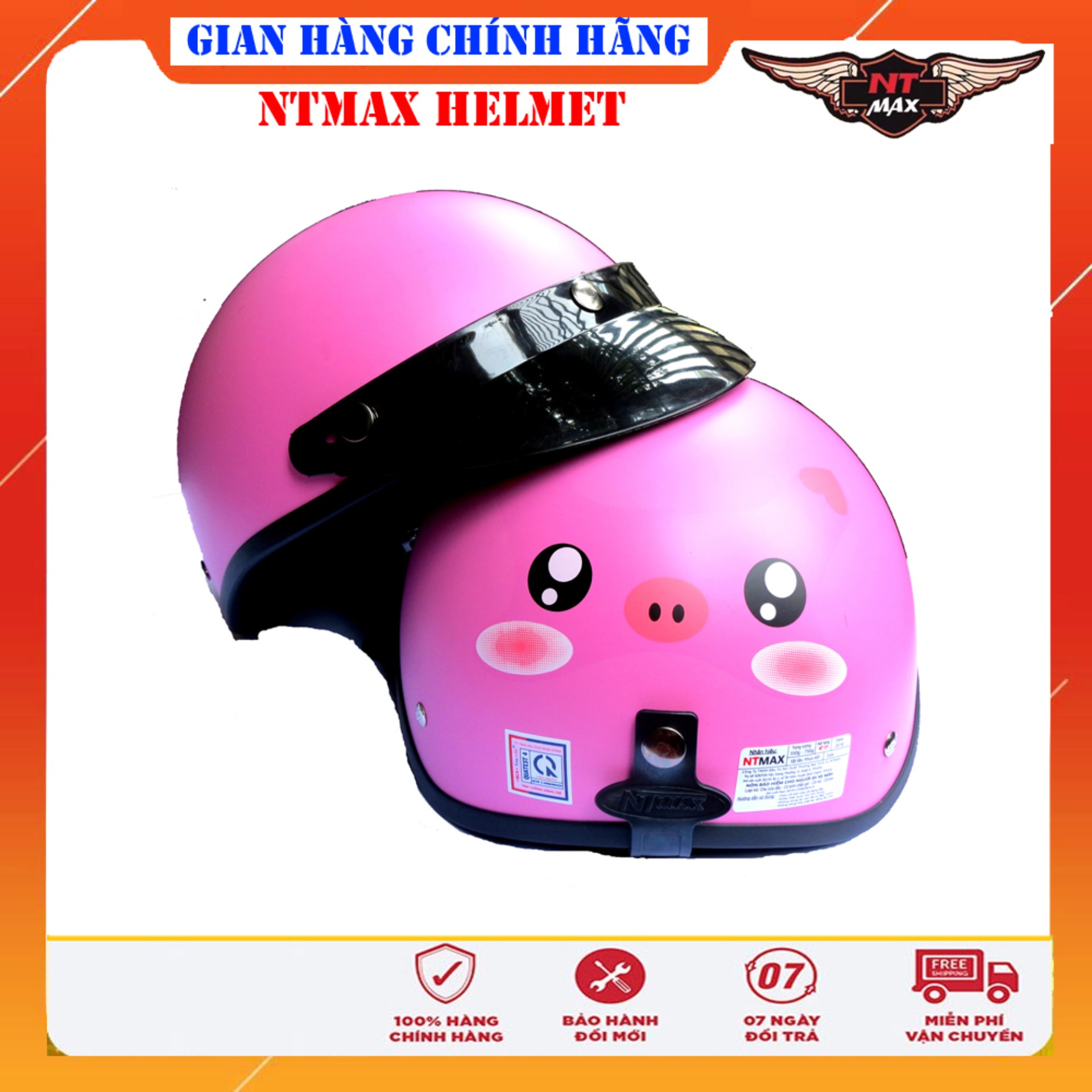 Mũ bảo hiểm NTMAX 1/2 heo cute cực xinh