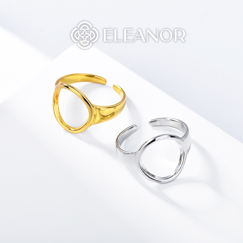 Nhẫn nữ hở bạc 925 Eleanor Accessories nhẫn hở mặt tròn viền trơn phụ kiện trang sức 4414