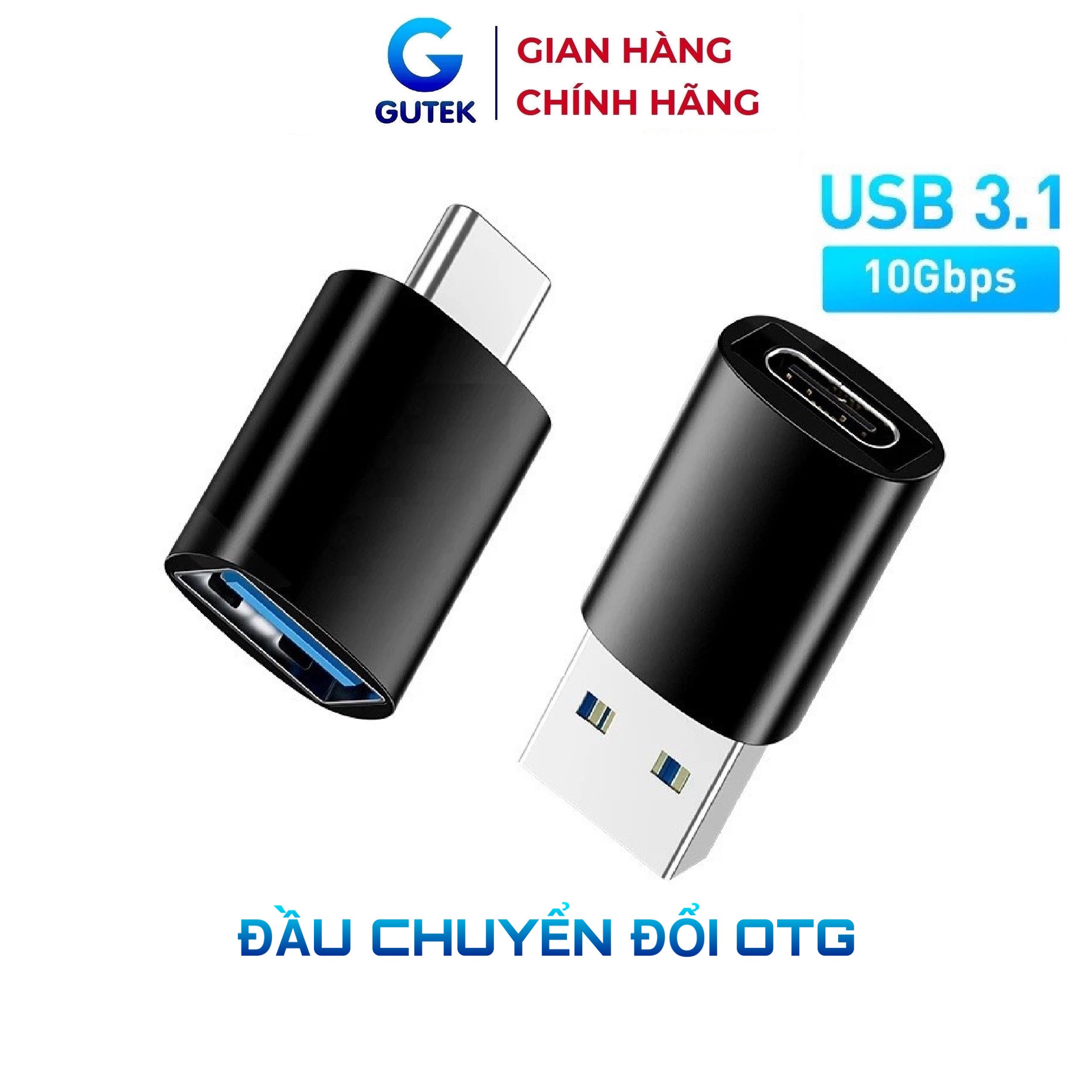Đầu chuyển đổi GUTEK USB 3.1 Type C sang USB cao cấp thích hợp cho Macbook