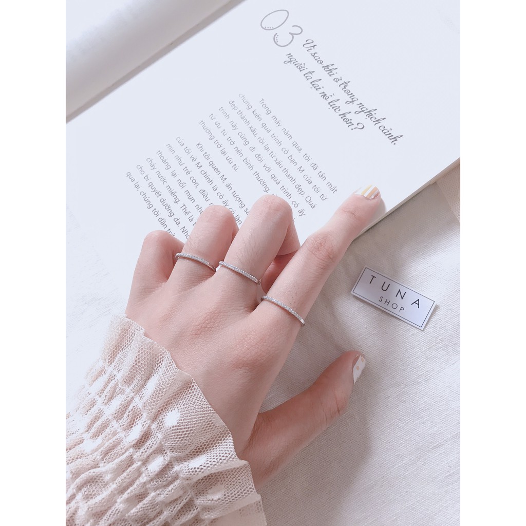 Nhẫn Bạc cao cấp gắn đá, Nhẫn bạc nữ xinh 1 hàng đá Tuna Silver _𝑽𝒊𝒅𝒆𝒐 + 𝑨̉𝒏𝒉 𝒕𝒉𝒂̣̂𝒕 _𝑪𝒂𝒎 𝒌𝒆̂́𝒕 𝒄𝒉𝒖𝒂̂̉𝒏 𝑩𝒂̣𝒄_TUNA SHOP Trang sức bạc