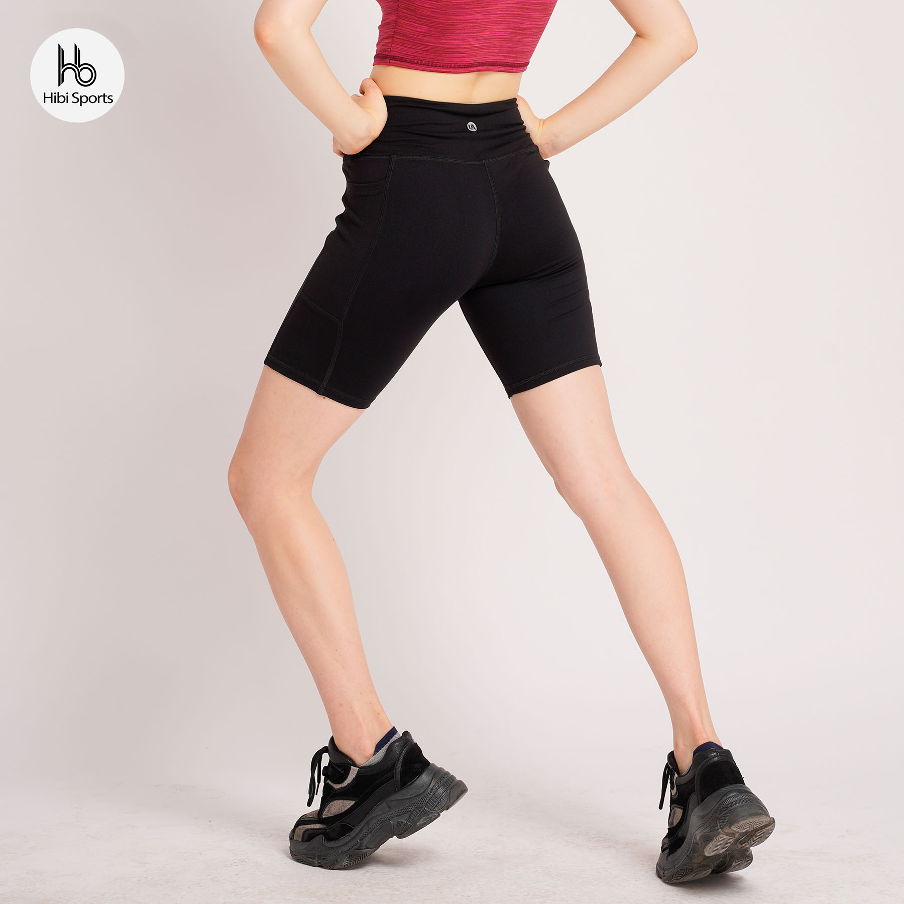 Quần ngắn tập Yoga Gym Hibi Sports QS203 - Thiết kế ngang gối có túi lưng cao tôn dáng