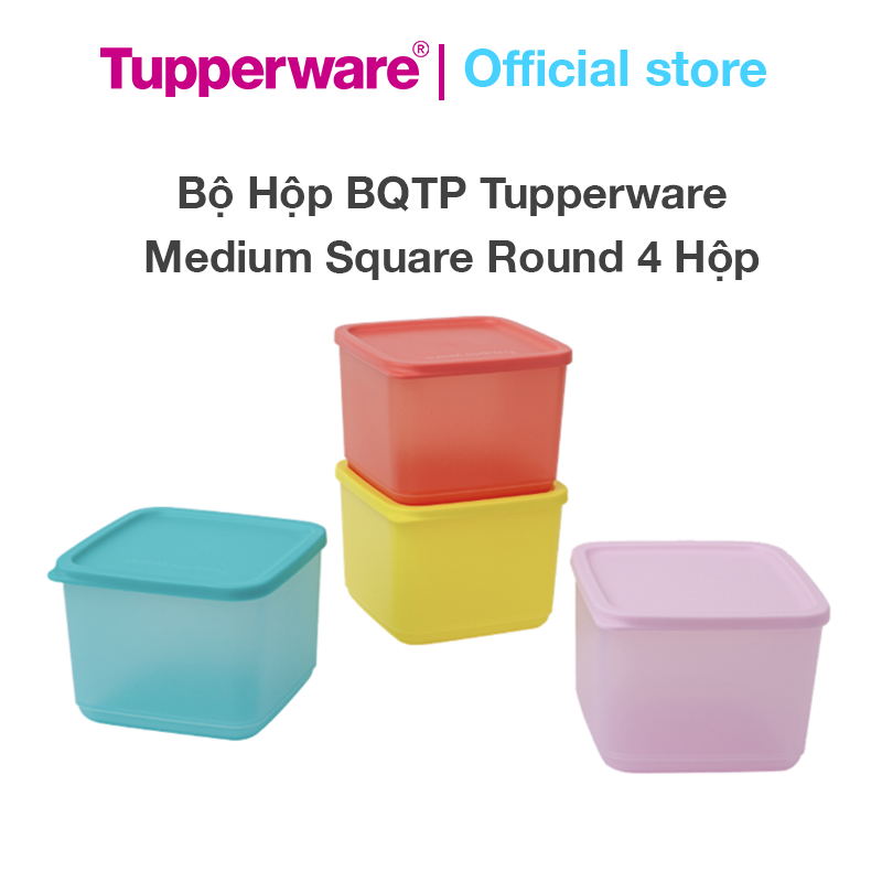 Bộ Hộp Bảo quản thực phẩm Tupperware Medium Square Round 4 Hộp