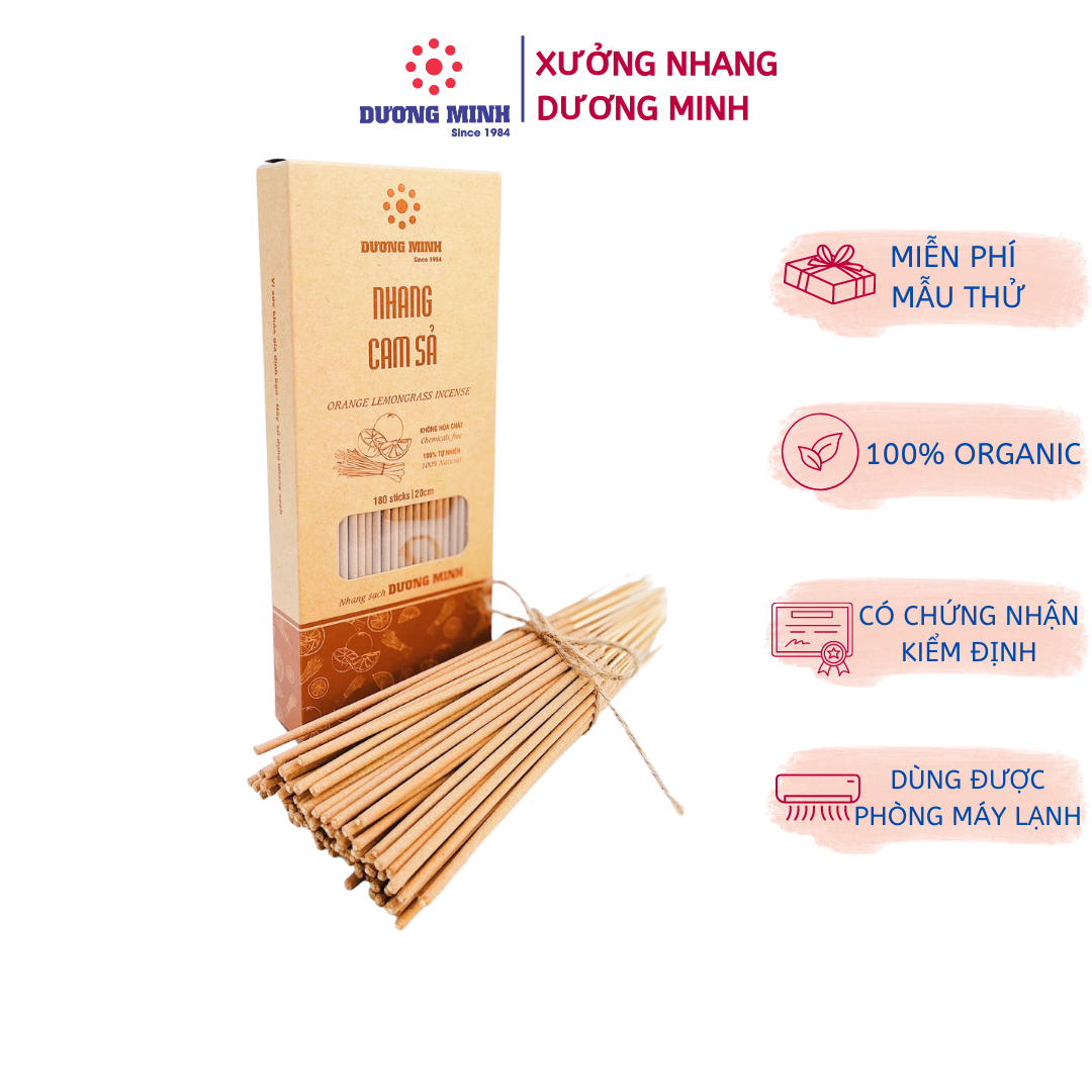 Nhang sạch Cam Sả Dương Minh hương sả cam 20cm/30cm/40cm - nhang thơm organic nhang thảo mộc thắp cúng đuổi muỗi an toàn