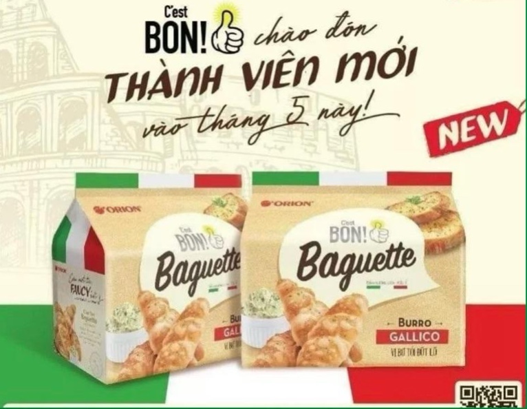 Bánh mì nướng giòn đút lò vị bơ tỏi C'est Bon Orion gói 108g (3 gói x 36g) giá rẻ