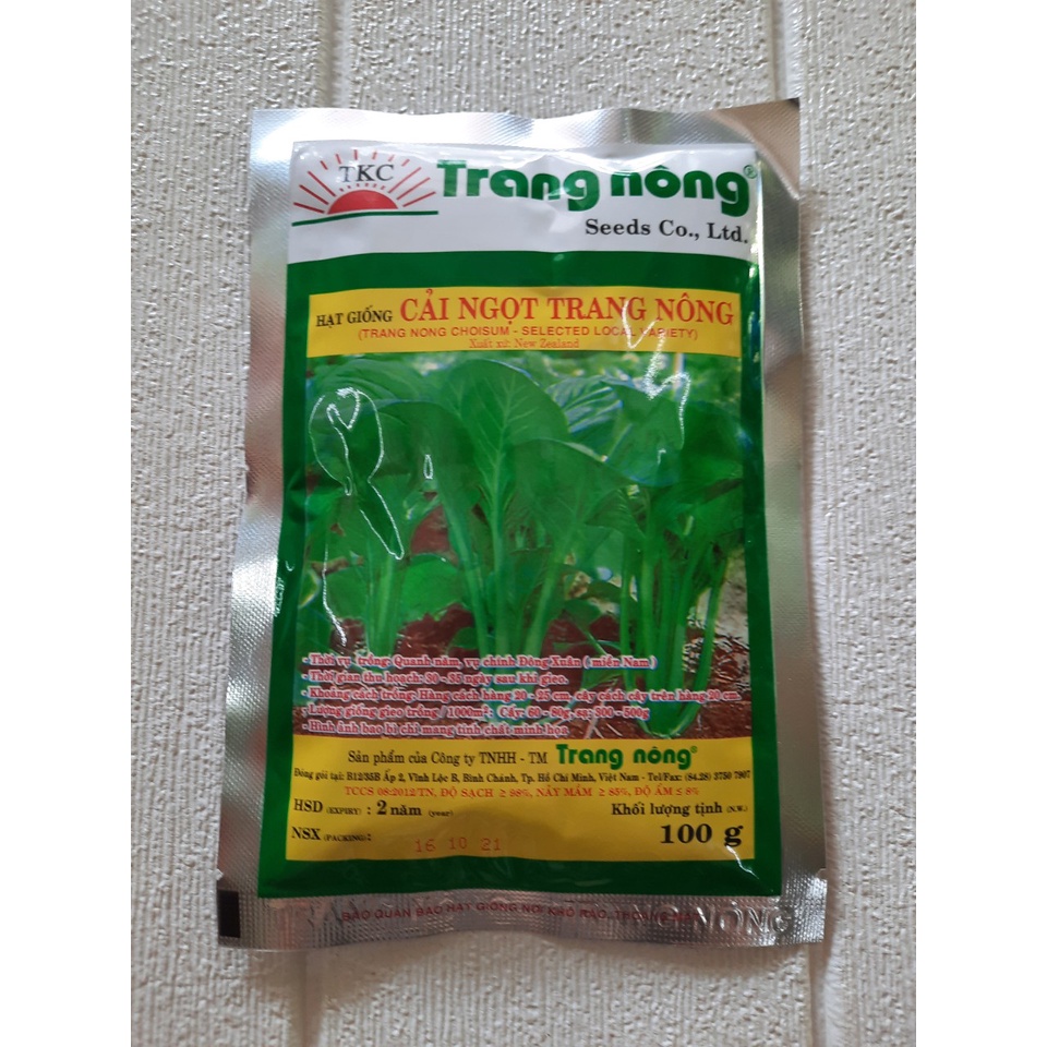 Hạt giống cải ngọt trang nông năng suất cao, 1 gói 100gr