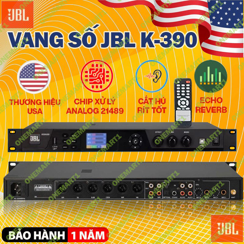 Vang Số JBL K390 64 BIT Thế Hệ Mới Âm Thanh Cực hay Chống Hú Tốt ECHO Reverb Effect Riêng Biệt Phần Mềm Điều Chỉnh Qua Máy Tính Kết Nối Dễ Dàng Tích Hợp Chức Năng Chống Hú BH 12 THÁNG