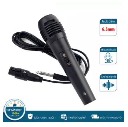 Micro karaoke có dây cao cấp, màu đen, thích hợp với tất cả loại loa karaoke, micro mini giá rẻ. Micro karaoke siêu rẻ âm thanh hat, chất lượng, không rè