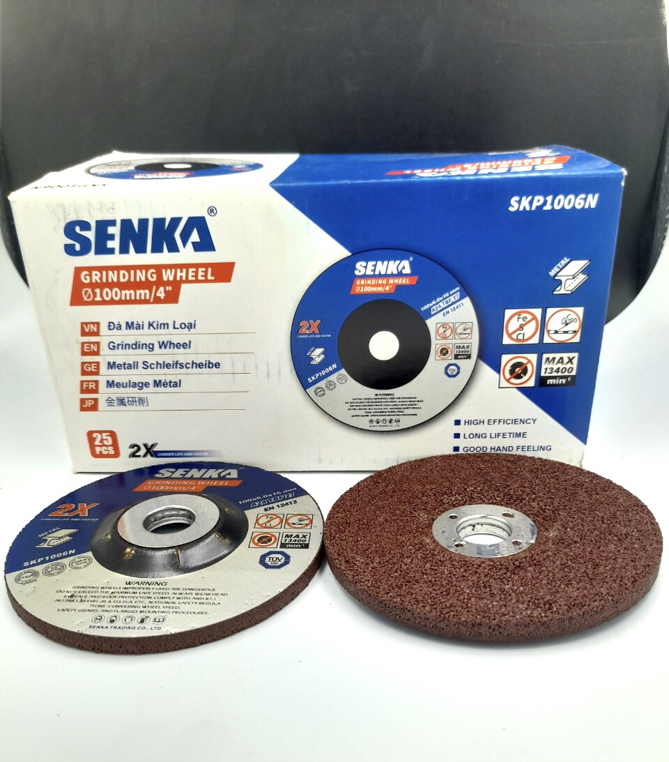 05 Viên Đá Mài Sắt Thép INOX, Đá Mài Kim Loại hiệu SENKA màu nâu, CHỌN D100MM 125MM