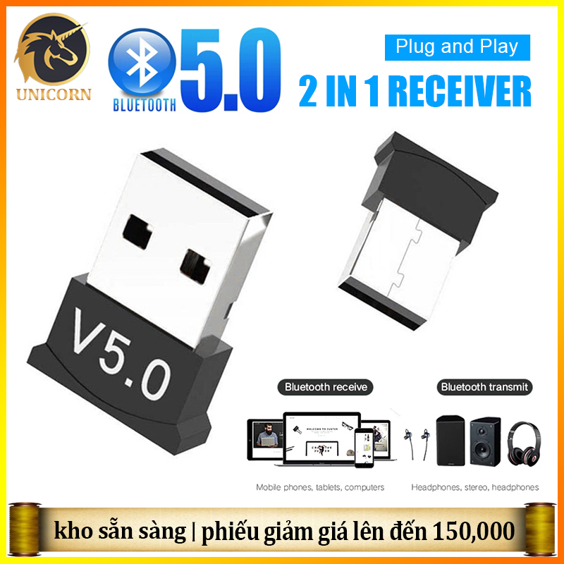 USB Bluetooth Dongle 5.0, Bộ phát và thu Bluetooth không dây 2 trong 1, bộ chuyển đổi không dây cho loa tai nghe máy tính xách tay