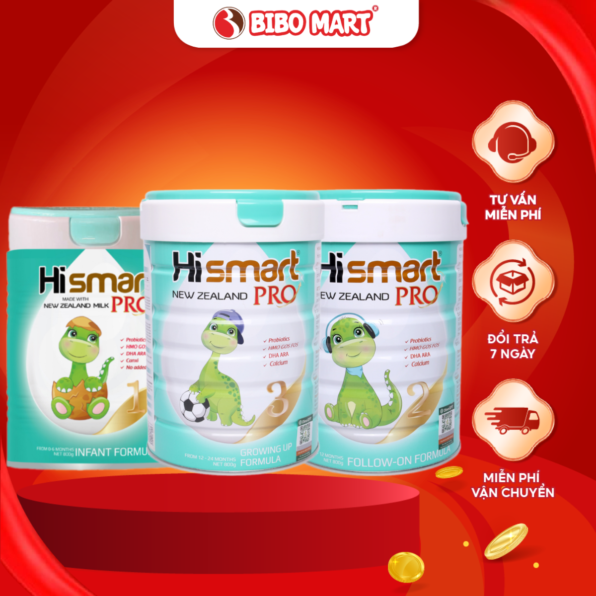 Sữa Bột Hismart Pro Phát Triển Chiều Cao Tăng Cường Miễn Dịch Cho Bé Từ 0-24 Tháng Số 1 2 3 800g - B