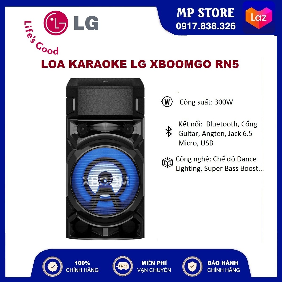 [Trả góp 0%][XẢ KHO] Loa Karaoke LG Xboom RN5 (300W)