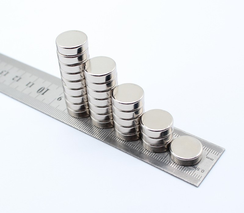 Nam châm tròn 12x5mm trắng đất hiếm lực hút siêu mạnh, nam châm tròn D12x5mm mạ niken, nam châm trắng chuẩn kích thước lực từ N35