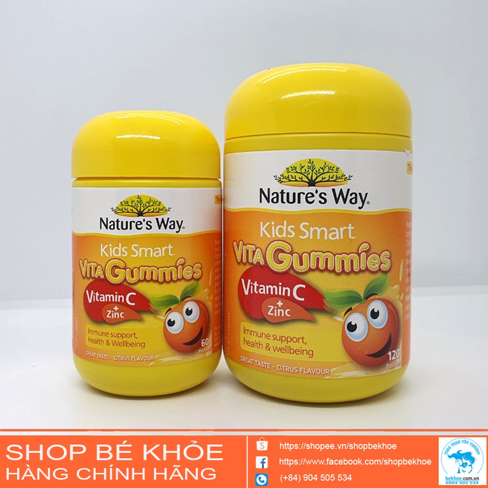 Kẹo dẻo gummies vitamin c + zinc nature's way kids smart vita - 60, 120v viên
