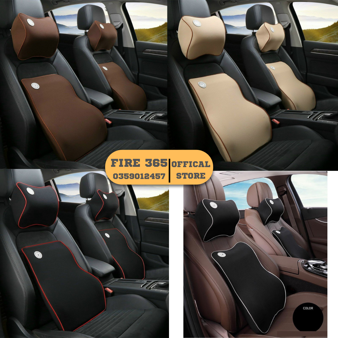 CHÍNH HÃNG FM | COMBO Bộ Gối Tựa Đầu và Tựa Lưng Cao Su Non Nguyên Khối Cao Cấp Siêu Đàn Hồi Chống Đau Mỏi