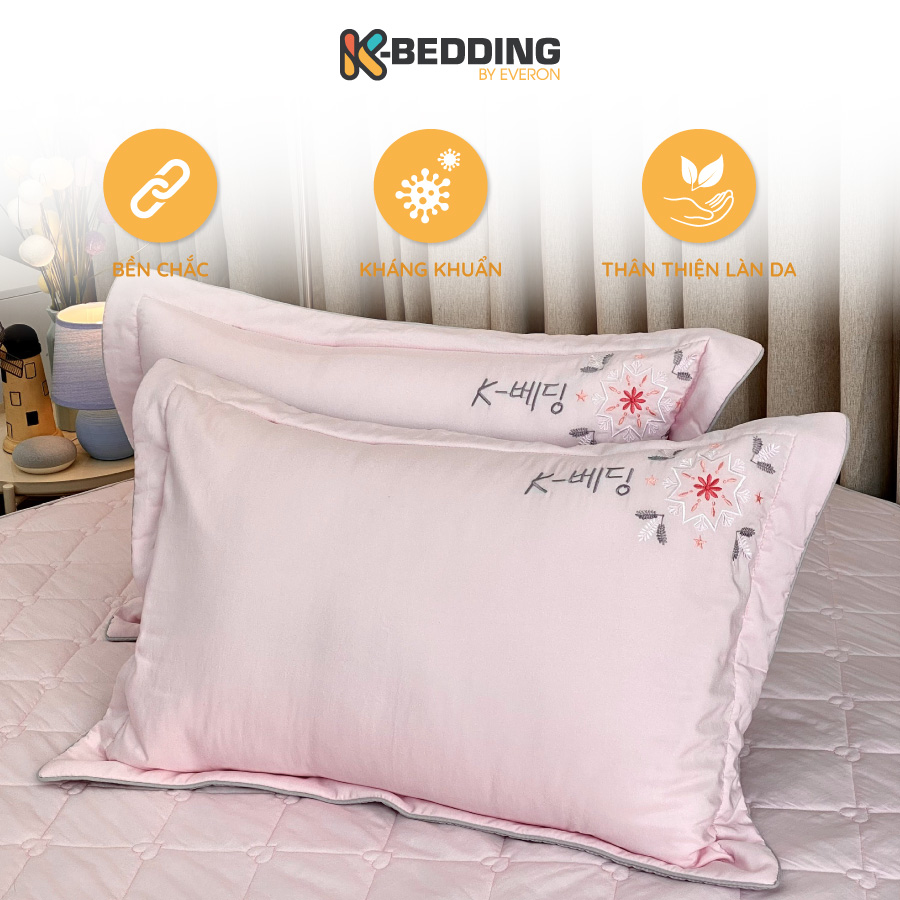 Vỏ gối nằm chần bông kbedding by everon kmts 101, màu hồng xám, kích thước 45*65cm