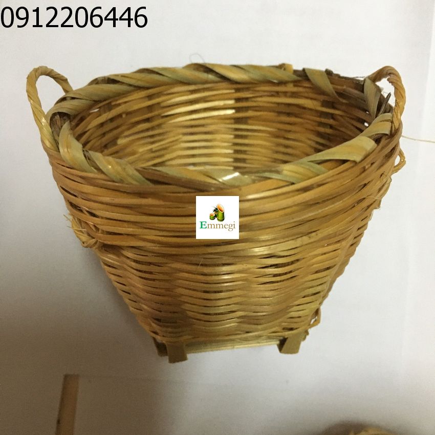 Giỏ tre tre mini, cần xé nhí trang trí, cắm hoa, làm hộp bút, đựng kim chỉ, kích thước 11 cm x11 cm