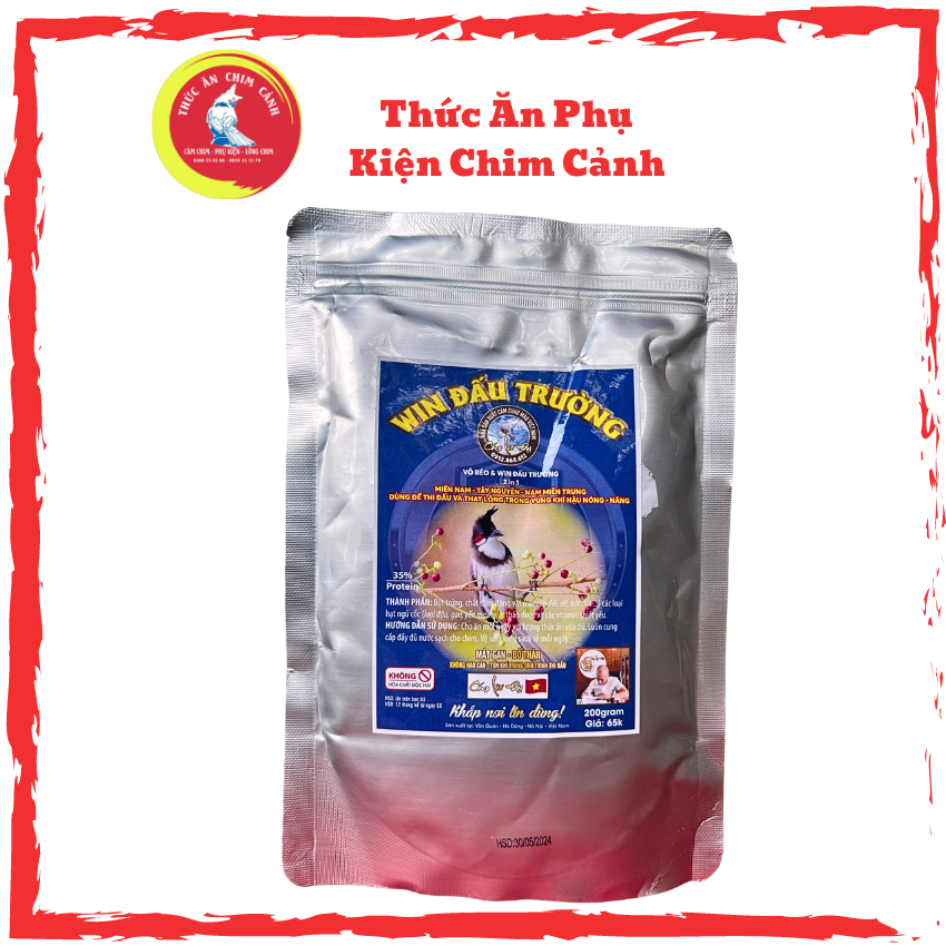 CÁM CHIM CHÀO MÀO WIN ĐẤU TRƯỜNG, CÁM LÃO ĐẠI, cám chào mào cao cấp Win Đấu Trường 200g, thích hợp khí hậu nắng nóng, chim thi đấu bền bỉ, long mượt đít đỏ như ngoài tự nhiên, Thức Ăn Phụ Kiện Chim Cảnh