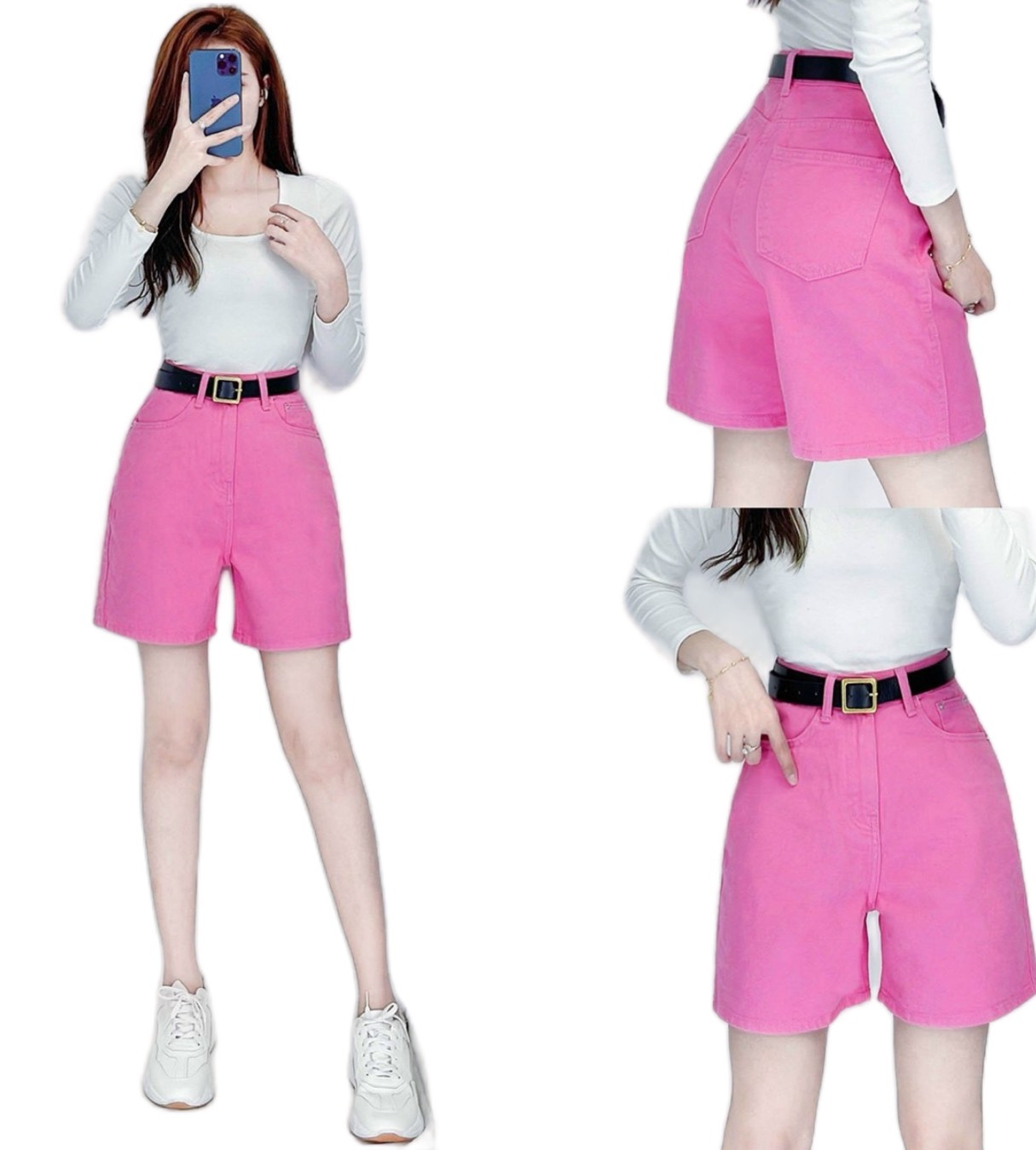  Quần Short Kaki Nữ Ống Rộng Lưng Cao Basic Quần Ngố Nữ Jean Ống Rộng Phong Cách Ulzzang Hàn Quốc - Xưởng May LTM 