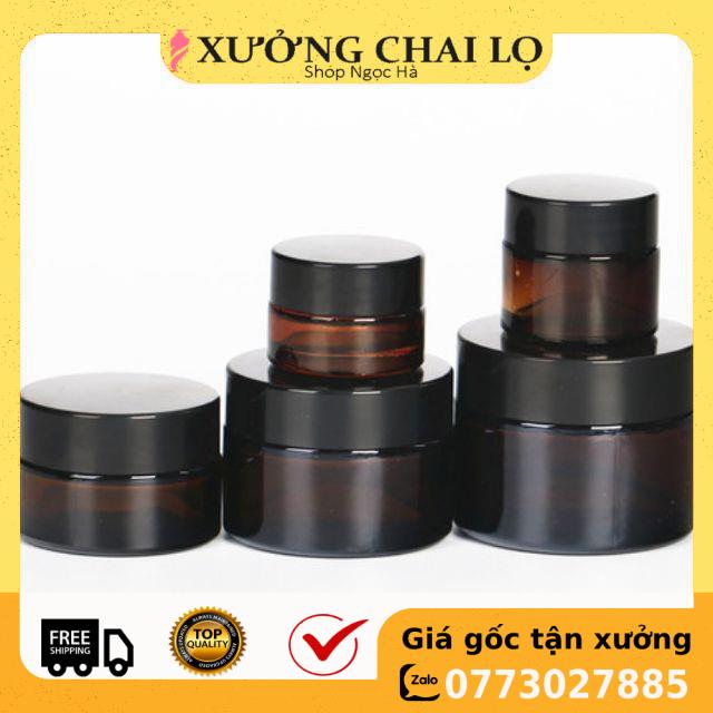 Hũ kem thủy tinh nâu 5g/10g/15g/20g - hũ đựng mỹ phẩm - hũ đựng kem