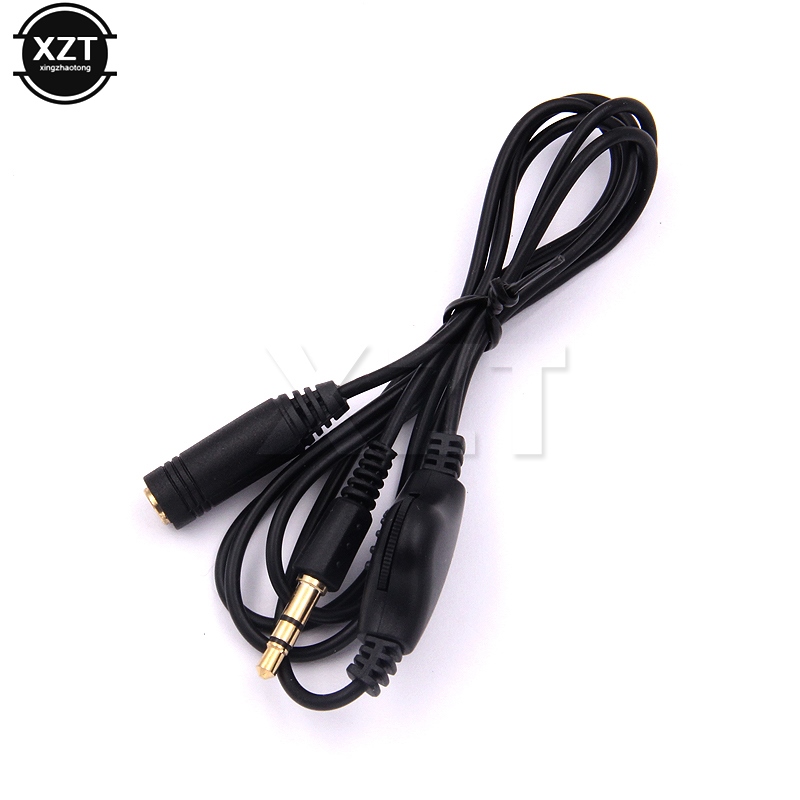 [hot]☊ஐ  3.5mm Male to Female Extension 3-pole Auxiliary with Volume Control Adjustment Pulley