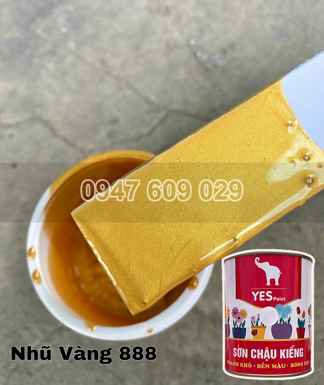 Sơn chậu kiểng nhũ vàng 888 hệ xăng thơm yes paint
