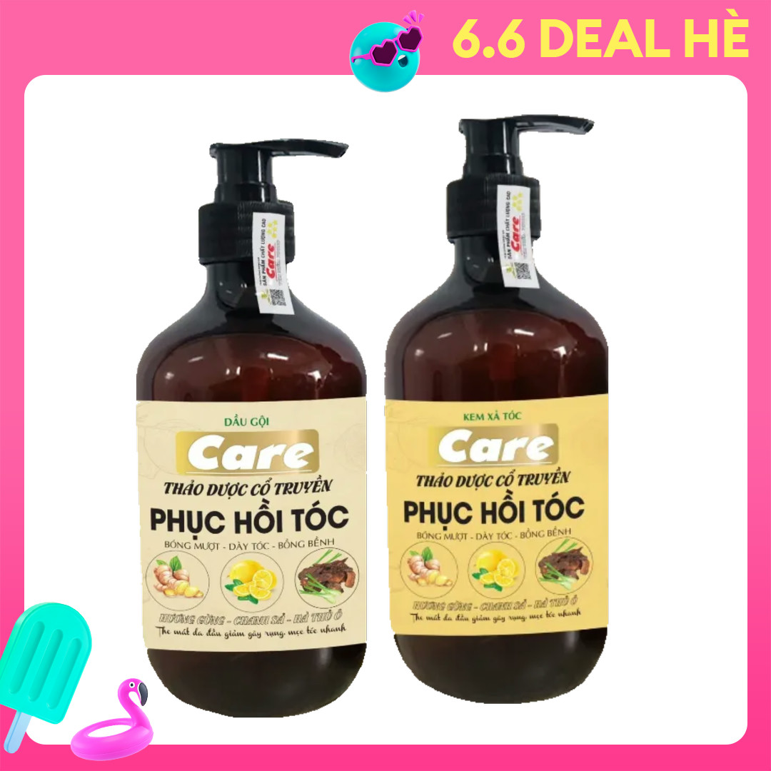 Dầu gội thảo dược- dầu xả thảo dược- dầu gội xả thảo dược gừng-sả chanh-hà thủ ô 500ml- dầu gội & xảphục hồi tóc bưởi hà thủ ô 500ml